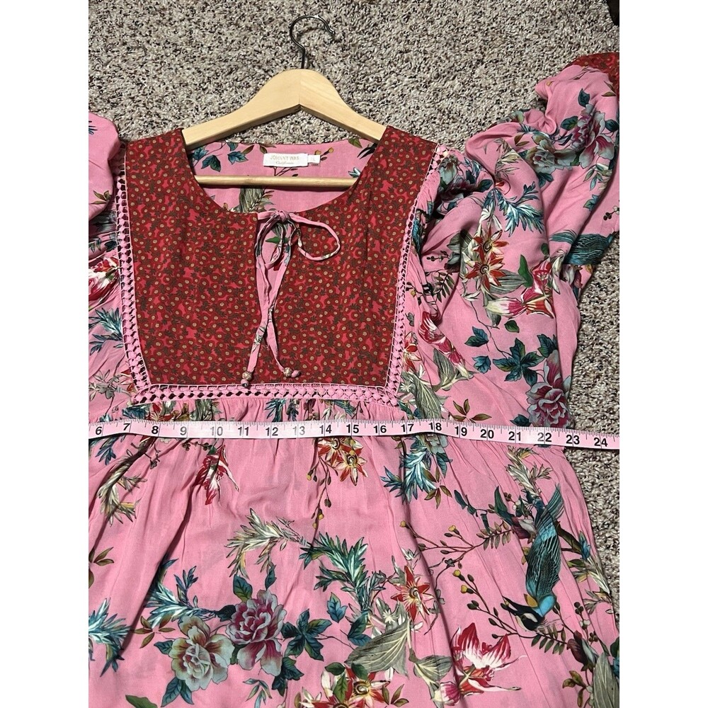 Johnny Was California Blouse Pink Button Up Floral Embroidered Oversized L - Picture 11 of 13